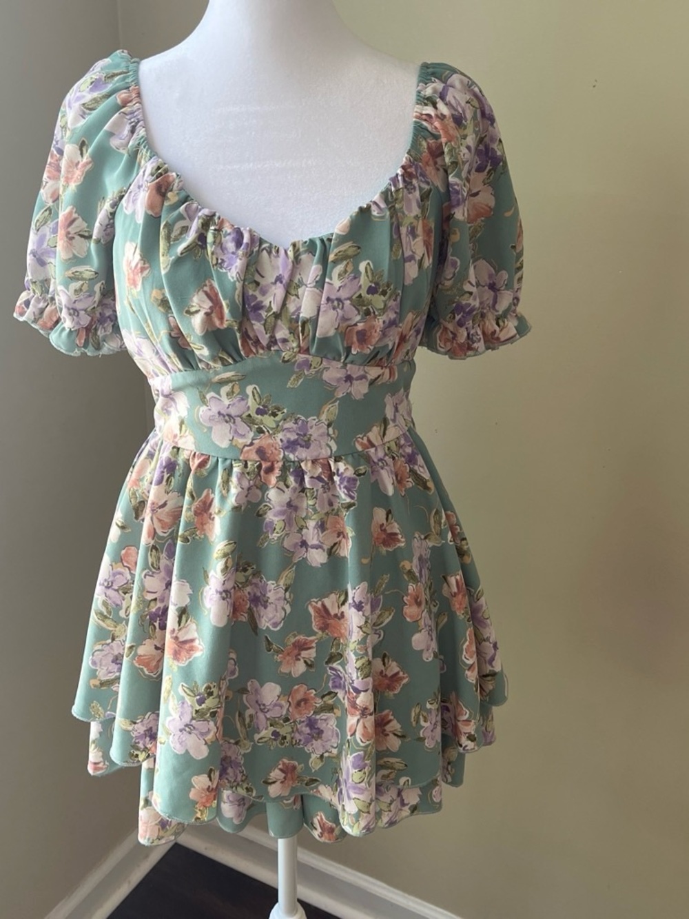 Inspired Hearts Mint Green Floral Peplum Top